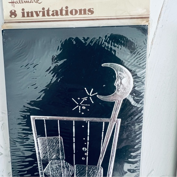 🥂 3 New Packs of Vintage Hallmark Black & Silver Foil Invitations (24 total) - Picture 5 of 6